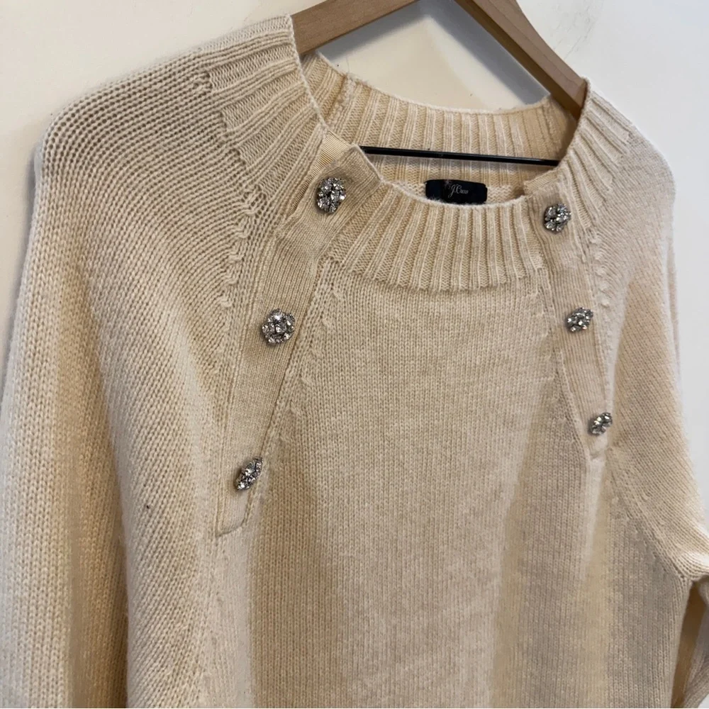 J. CREW | Ivory Sweater w/ Jeweled Buttons